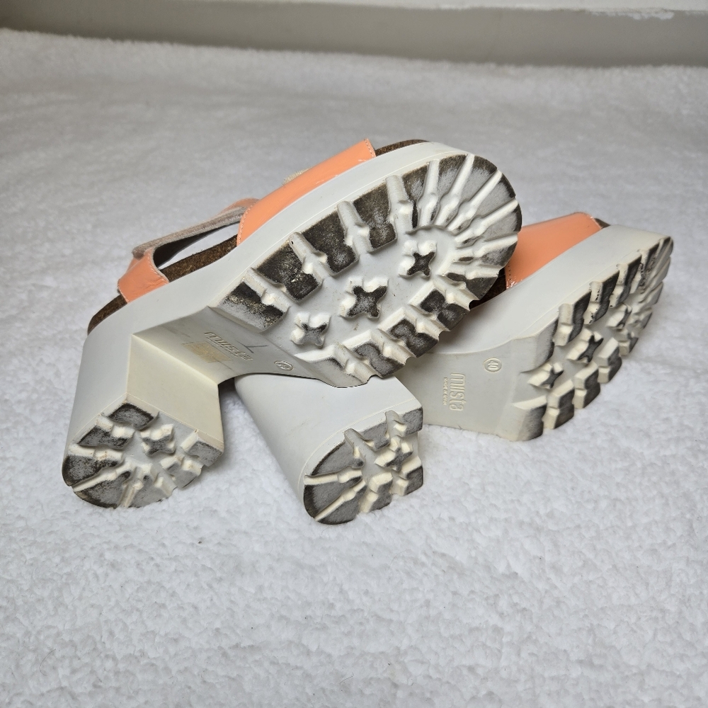 Miista Chunky High Heel Sandals Platform Shoes Womens Size 40 (US 9.5) Orange - Picture 5 of 5